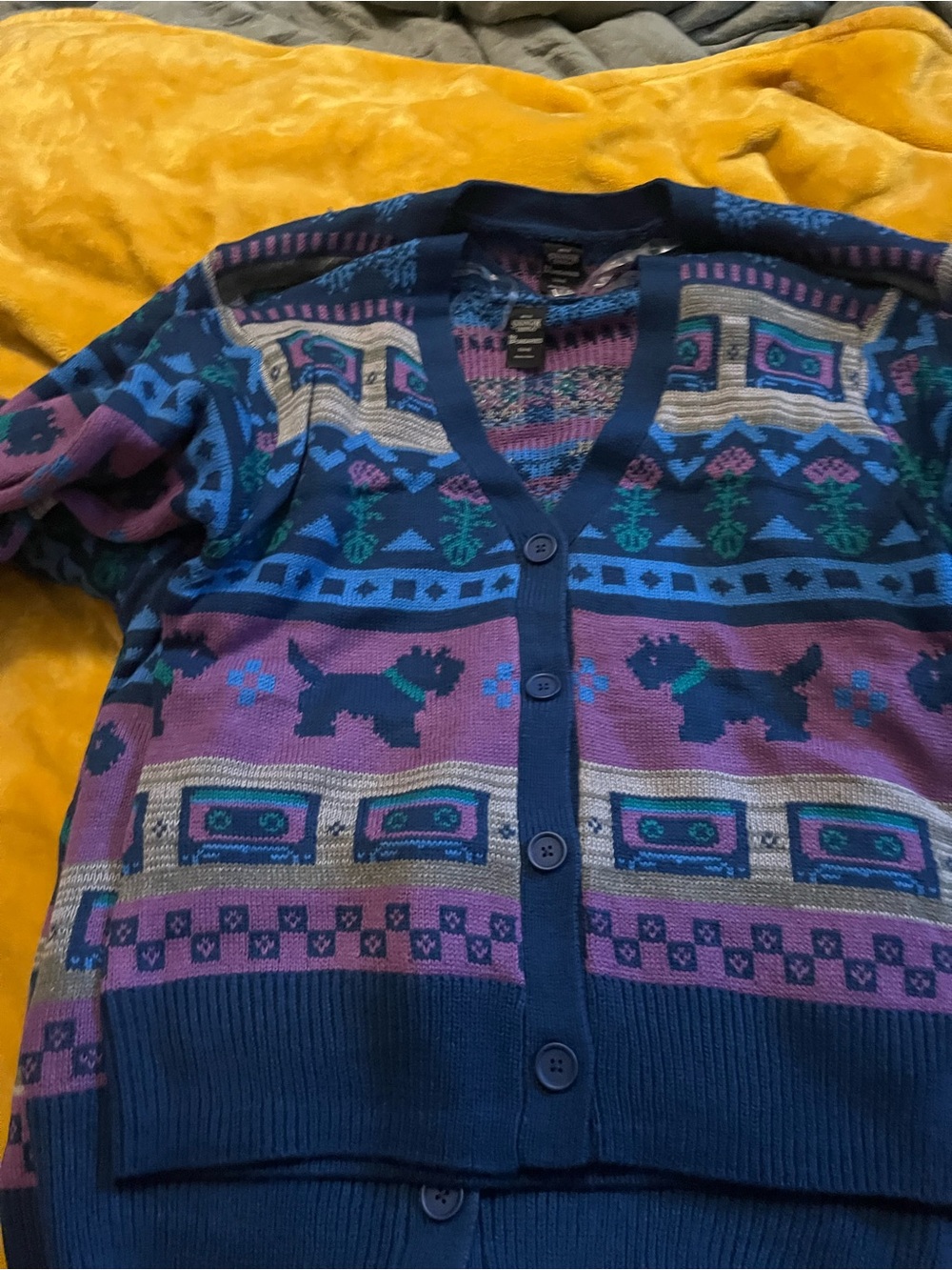 Netflix Women's Multicolor Purple Teal Patterned Cardigan